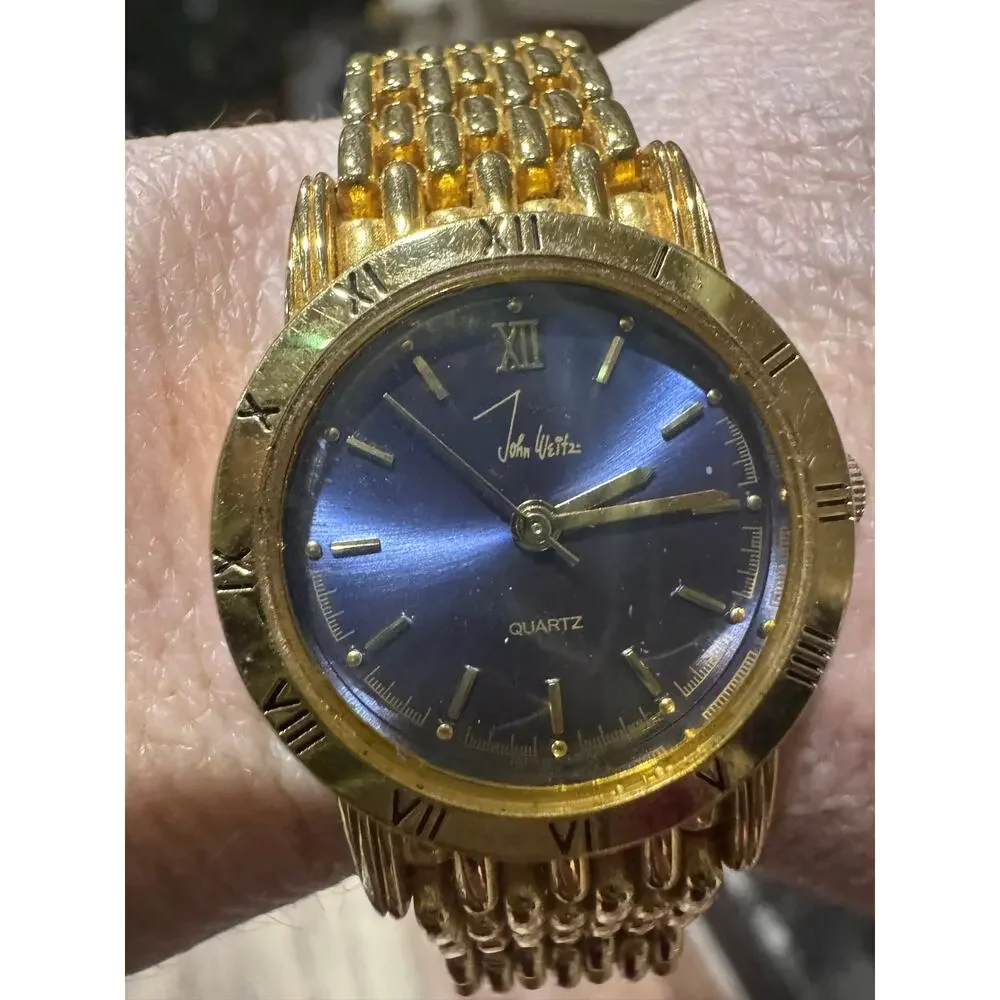Vintage John Weitz Gold Tone Watch – Blue Dial | Quartz | Japan Movt